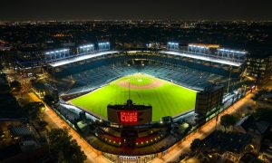 Aerial photograph of Chicago Cubs, Stadium. Wrigley Field. Chicago, Illinois, USA. September 22,2023.